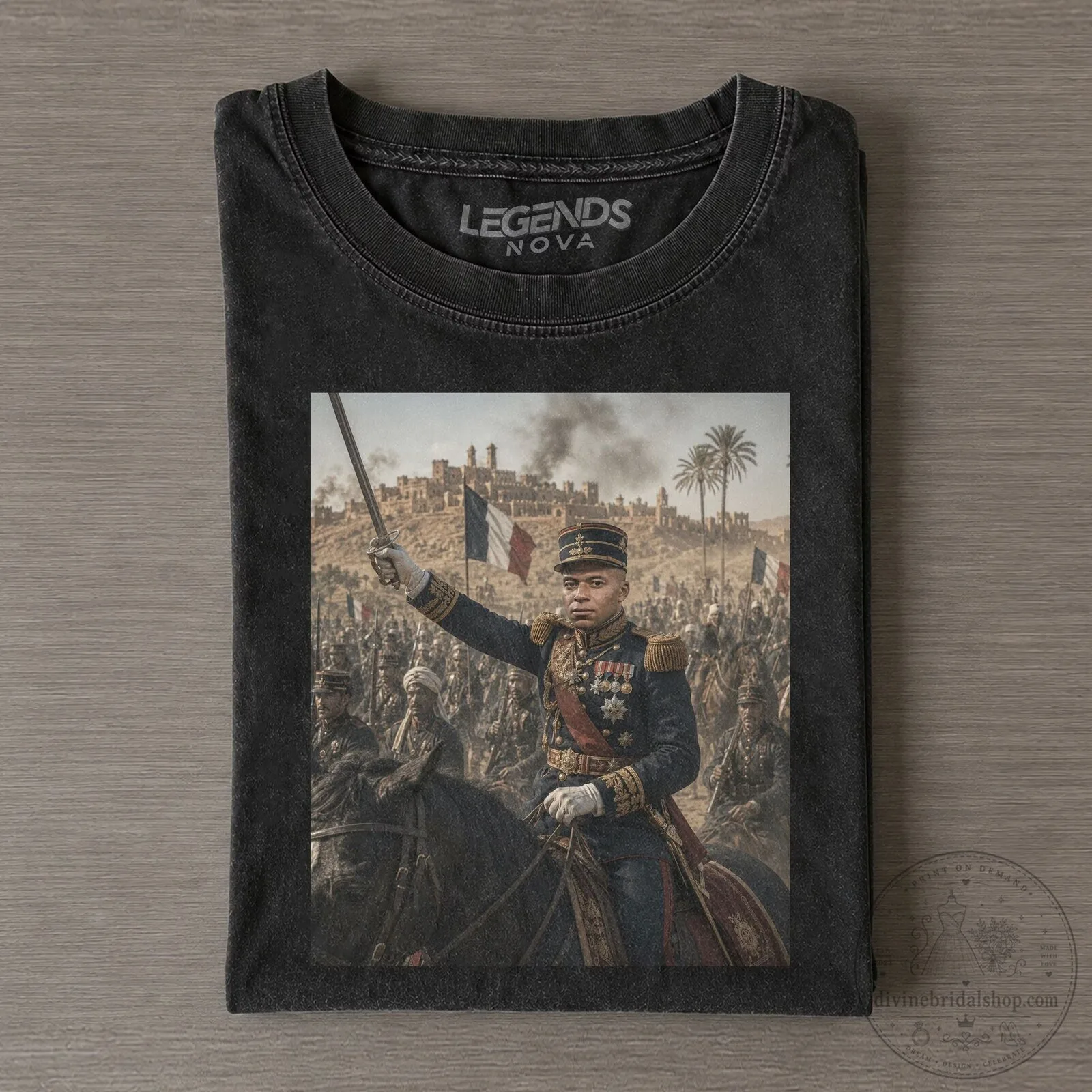Kylian Mbappe France Football Star Military Leader Black T-Shirt